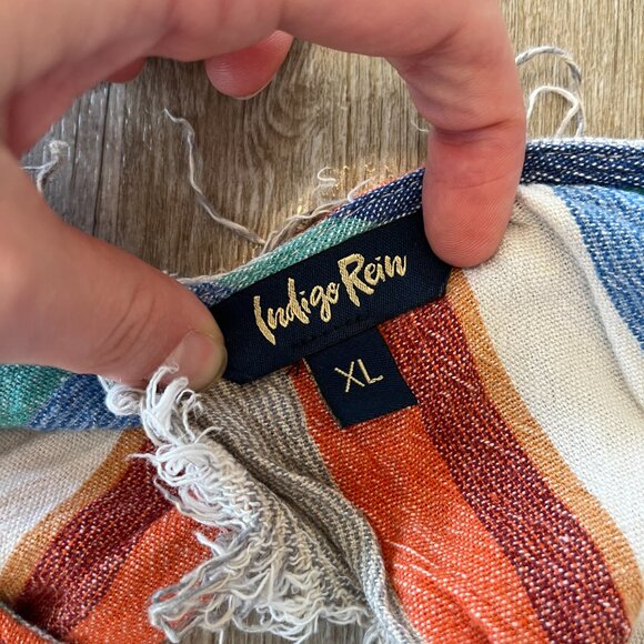 Womens Indigo Rein Multicolored Stripe Open Back Tank Top - XL - Picture 7 of 7